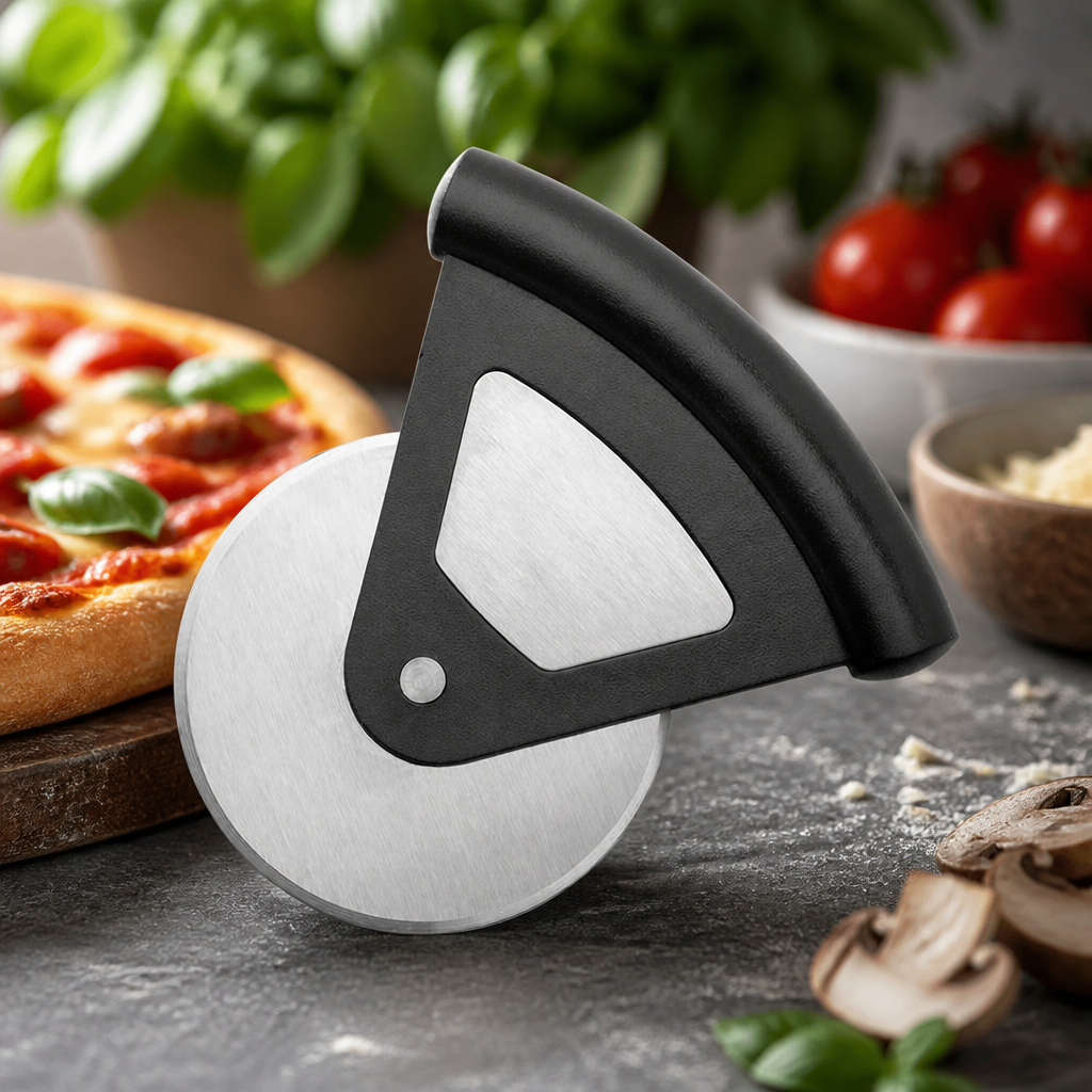 Commercial stainless steel pizza cutter for easy slicing