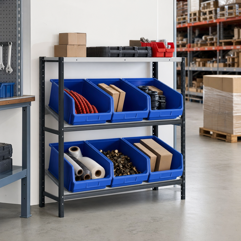 Bin Storage Shelving Unit with 6 Bins, 1220h x 1120w