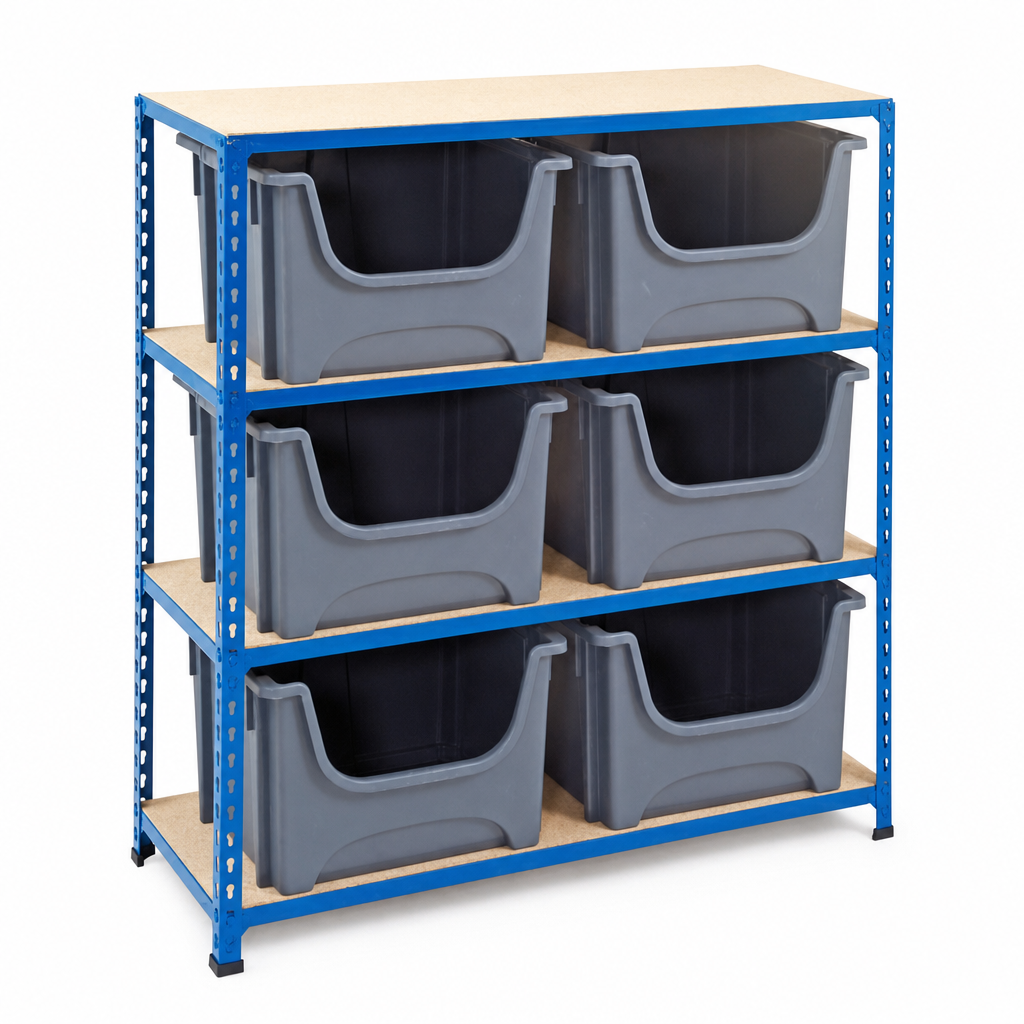 Bin Storage Shelving Unit with 6 Bins, 1220h x 1120w