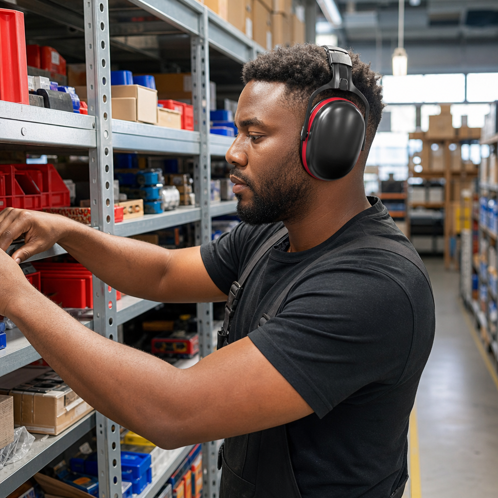 Black and Red Ear Defenders with 21 dB Noise Reduction