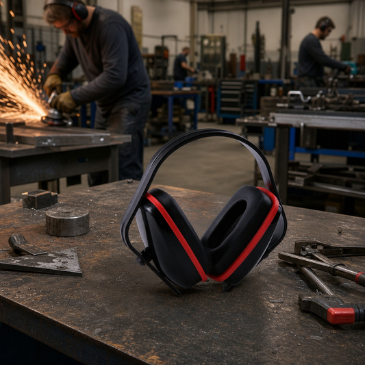 Black and Red Ear Defenders with 21 dB Noise Reduction
