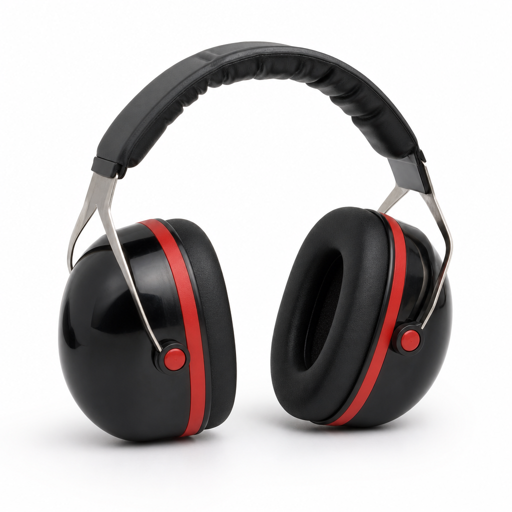 Black and Red Ear Defenders with 21 dB Noise Reduction
