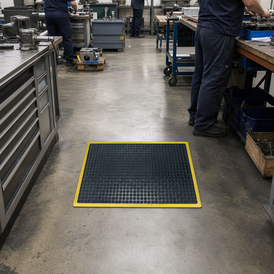 Black and Yellow Anti-Fatigue Bubble Floor Mats