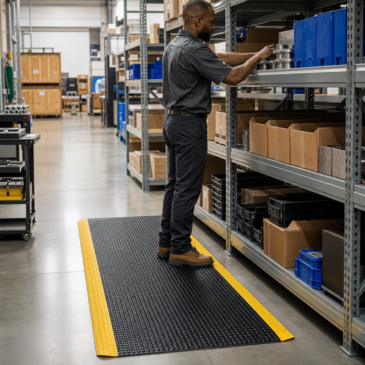 Black and Yellow Anti-Fatigue Bubble Floor Mats