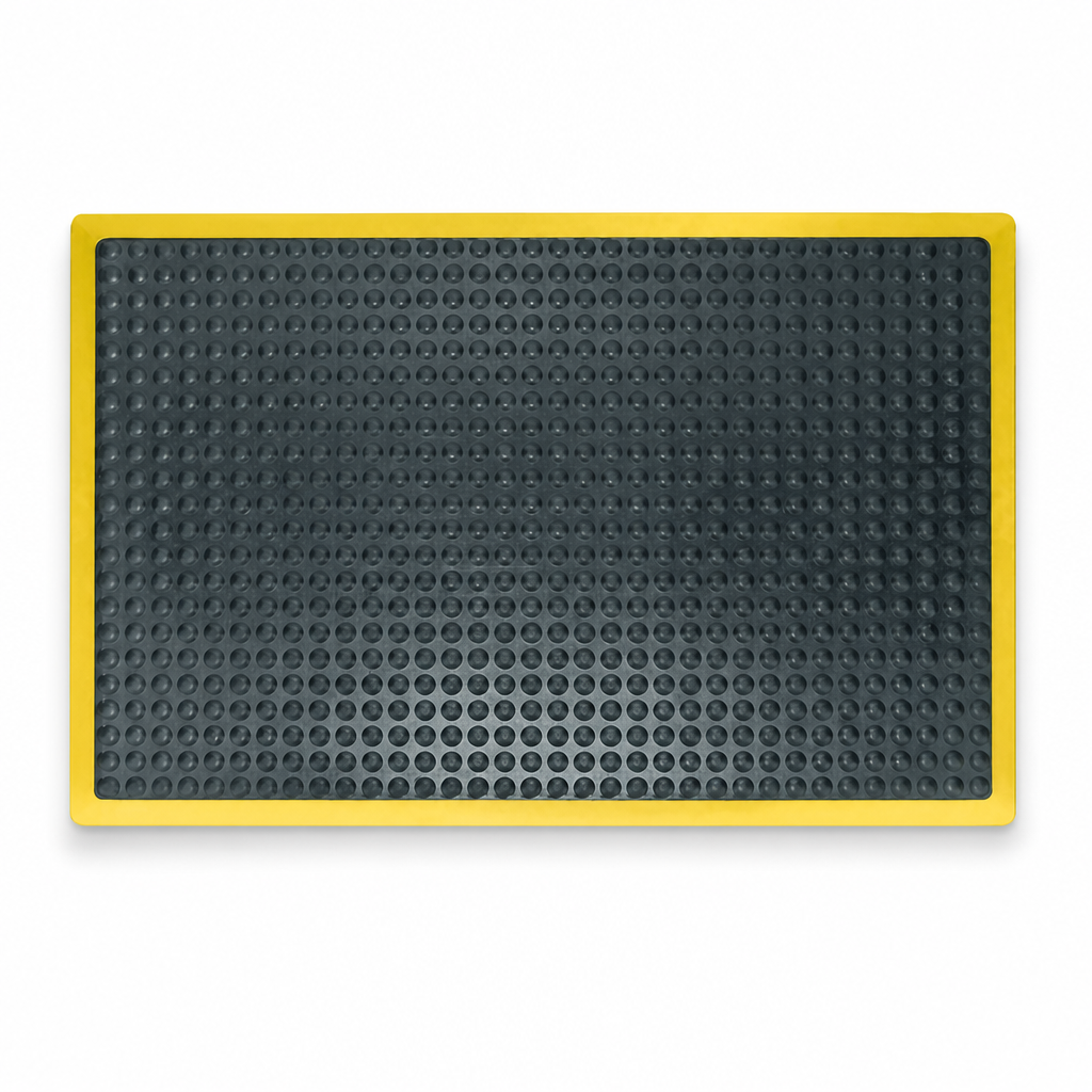 Black and Yellow Anti-Fatigue Bubble Floor Mats
