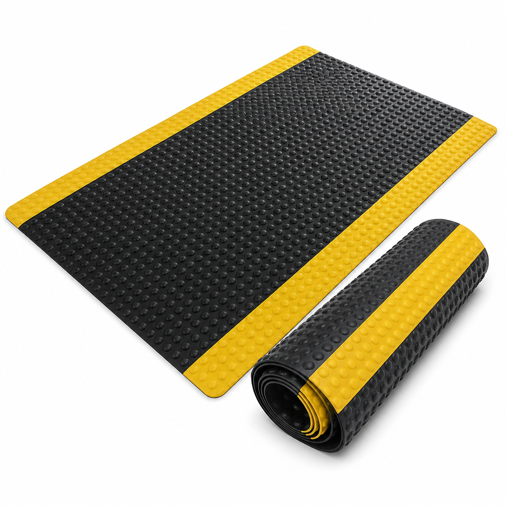 Black and Yellow Anti-Fatigue Bubble Floor Mats