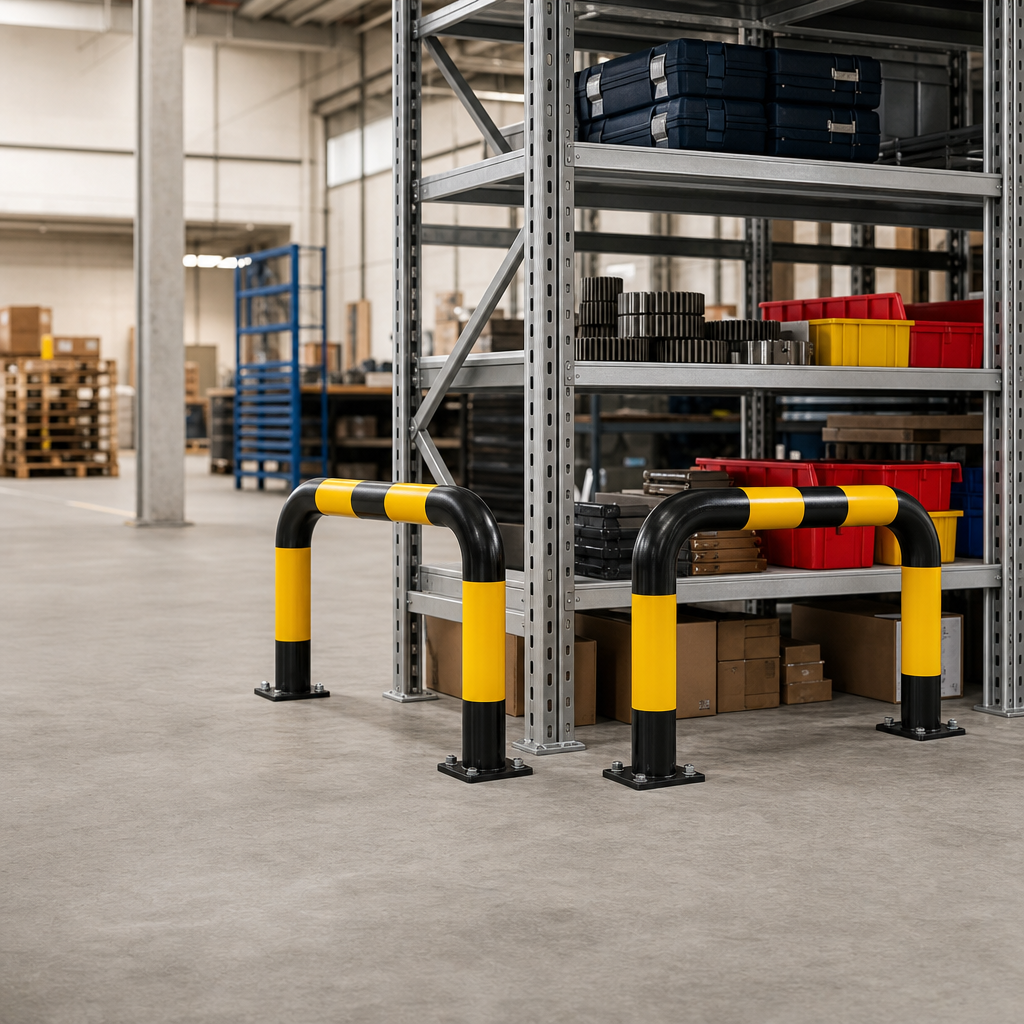 Black and Yellow Corner Traffic Hoop Barriers