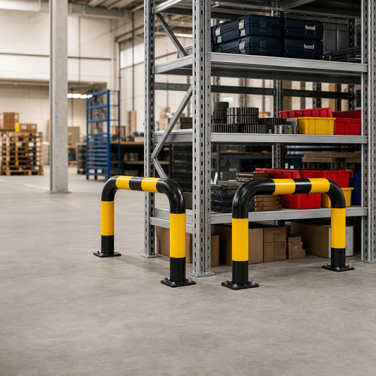 Black and Yellow Corner Traffic Hoop Barriers