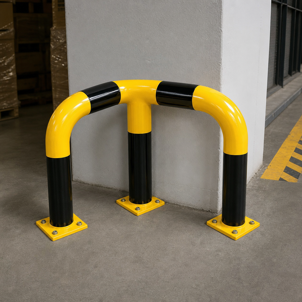 Black and Yellow Corner Traffic Hoop Barriers