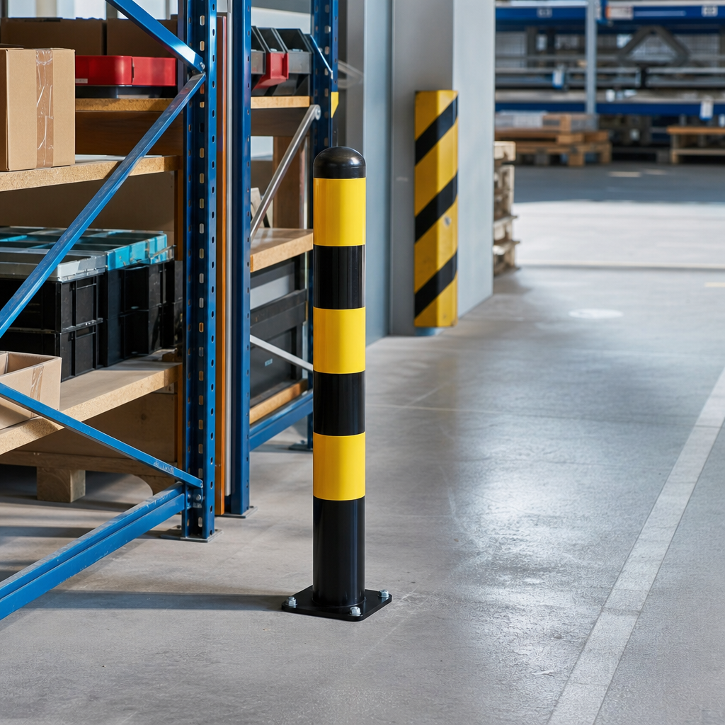 Black and Yellow Steel Traffic Safety Bollard
