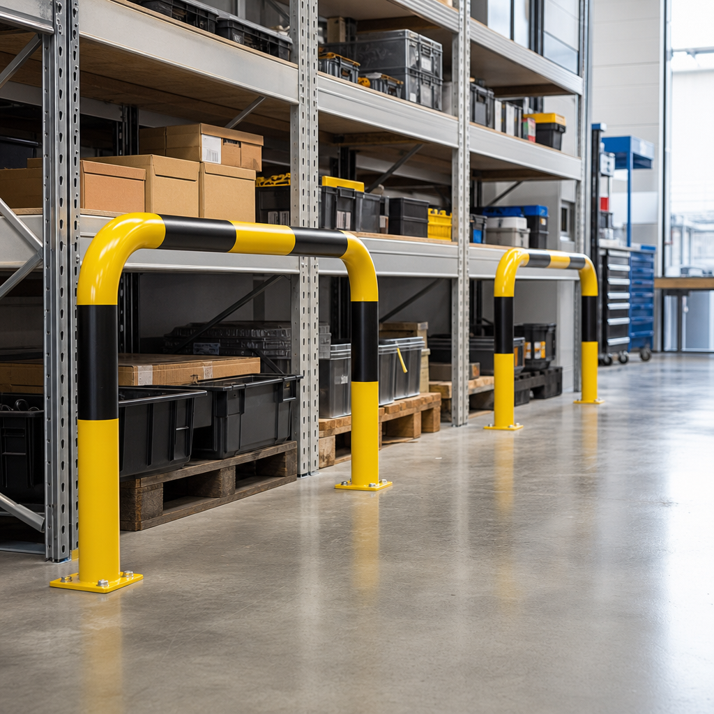 Black and Yellow Steel Warehouse Traffic Hoop Barriers