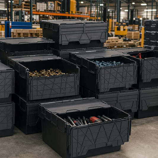 Black Attached Lid Tote Storage Containers