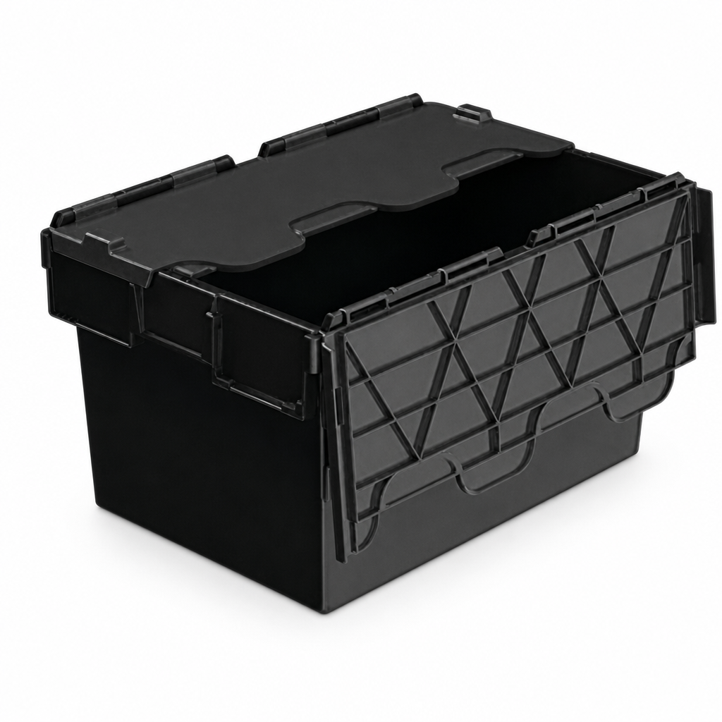 Black Attached Lid Tote Storage Containers