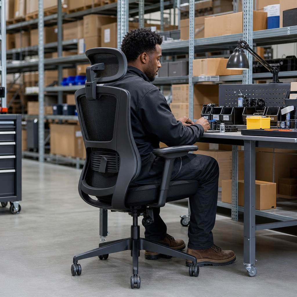Black Executive Ergonomic Office Chair with Headrest