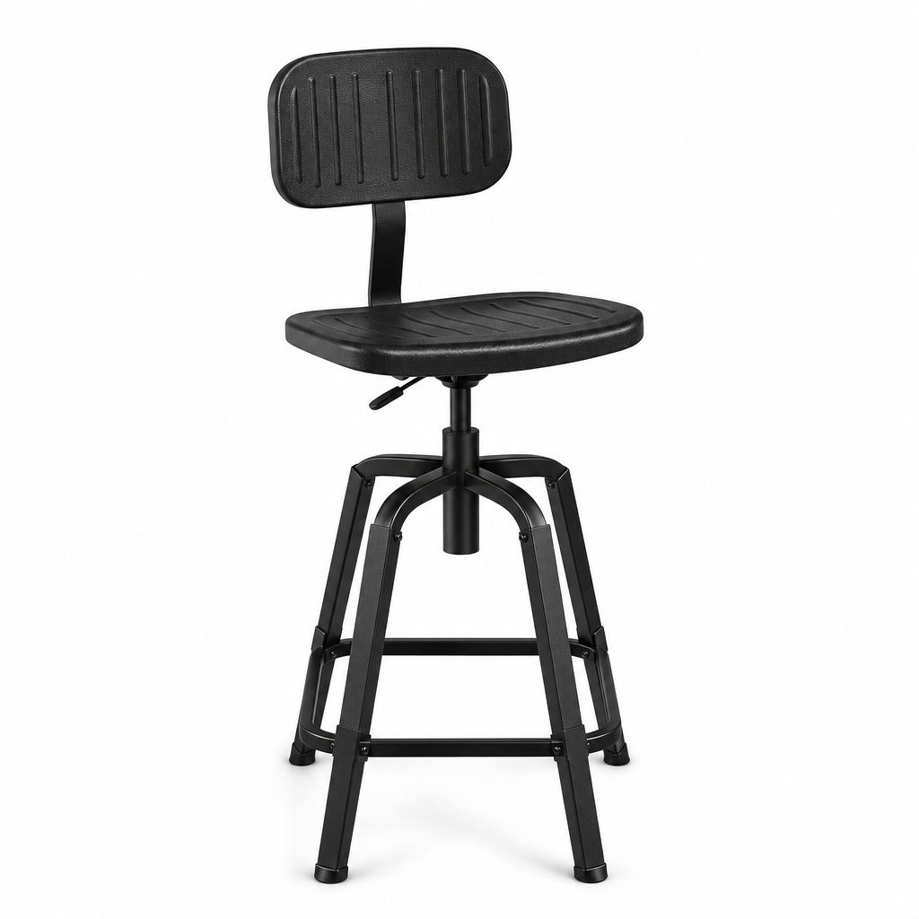 Black High Chair Stool with Footrest