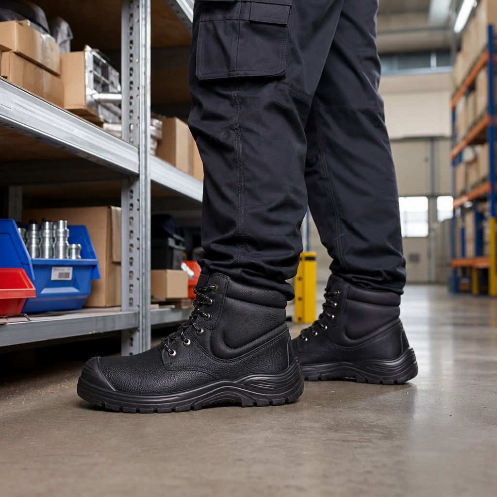 Black High Safety Boots with Composite Toe Cap