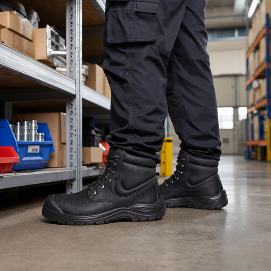 Black High Safety Boots with Composite Toe Cap
