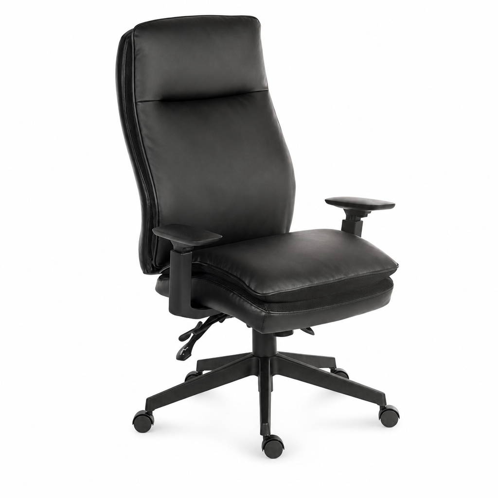 Black Mesh and Leather Executive Office Chair with Armrests