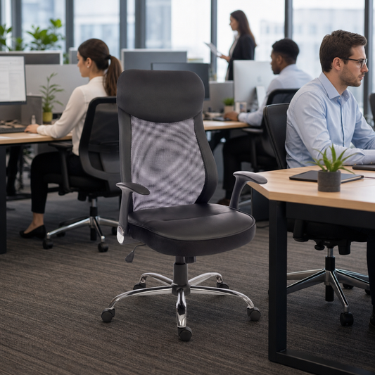 Black Mesh Executive Office Chair with Ergonomic Curved Back