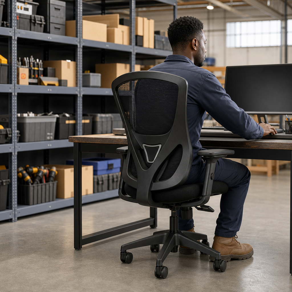 Black Mesh Executive Office Chair with Ergonomic Curved Back
