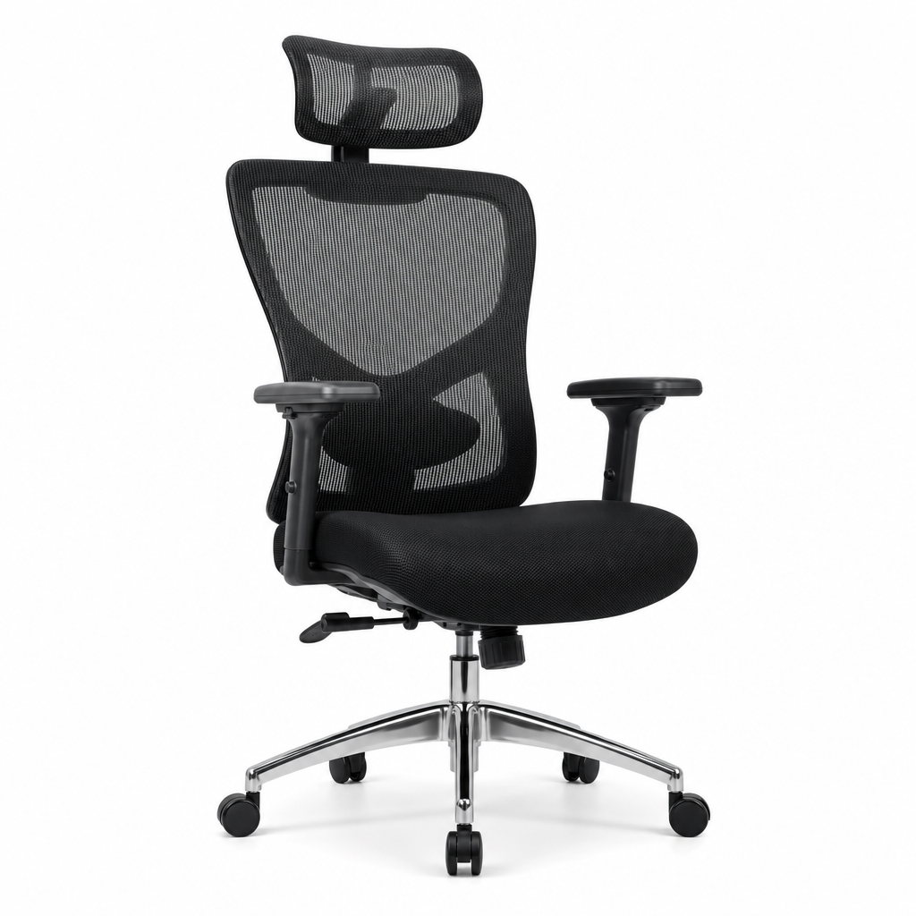 Black Mesh Executive Office Chair with Ergonomic Curved Back