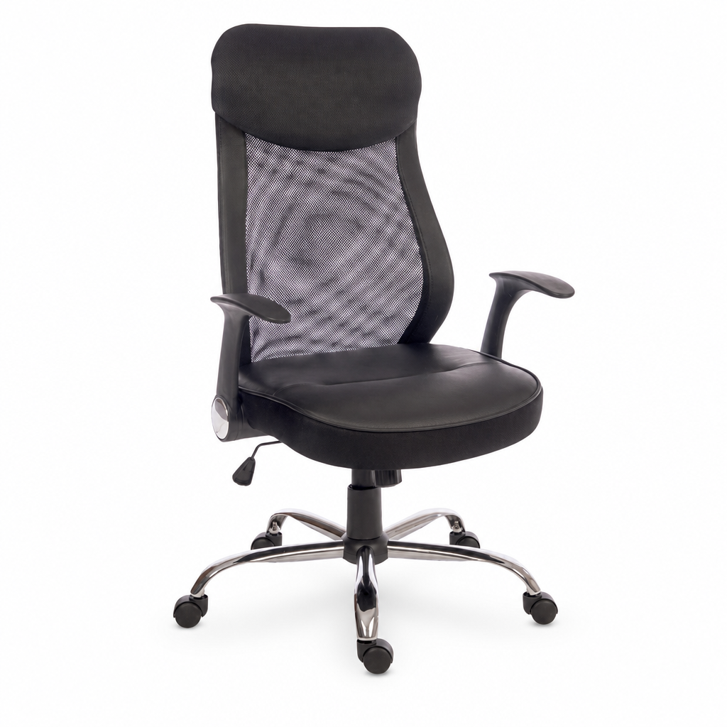 Black Mesh Executive Office Chair with Ergonomic Curved Back