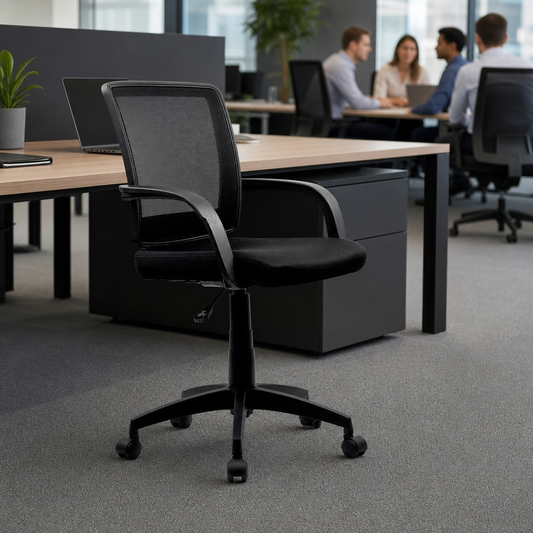 Black Mesh Office Chair with Armrests and 5-Star Base