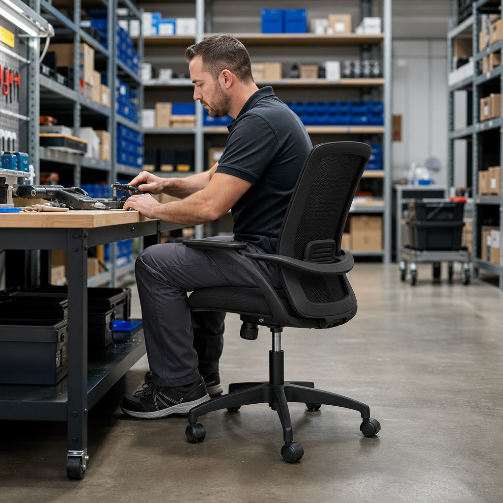 Black Mesh Office Chair with Armrests and 5-Star Base
