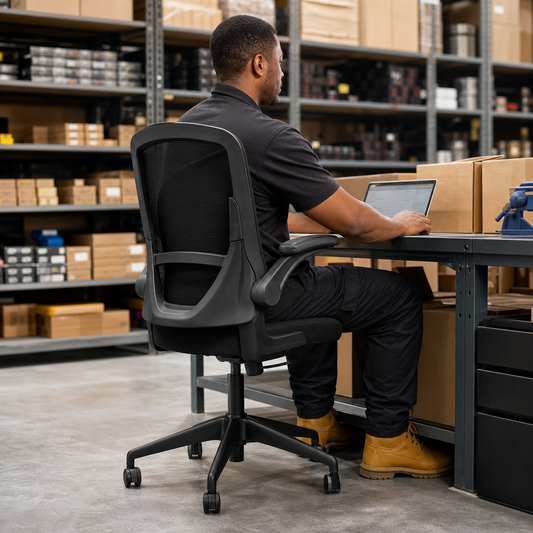 Black Mesh Office Executive Chair with Flip-Up Arms