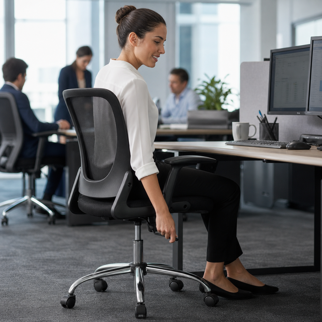 Black Mesh Office Executive Chair with Flip-Up Arms