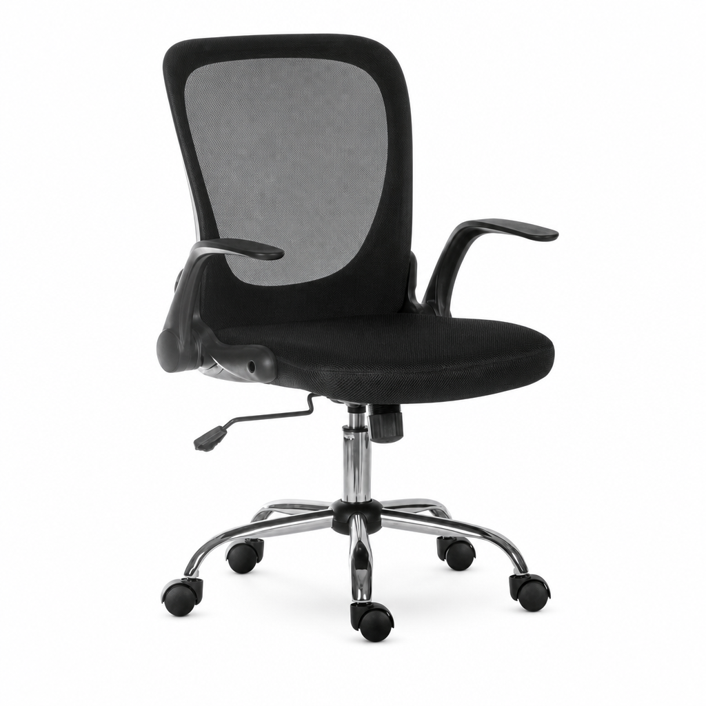 Black Mesh Office Executive Chair with Flip-Up Arms