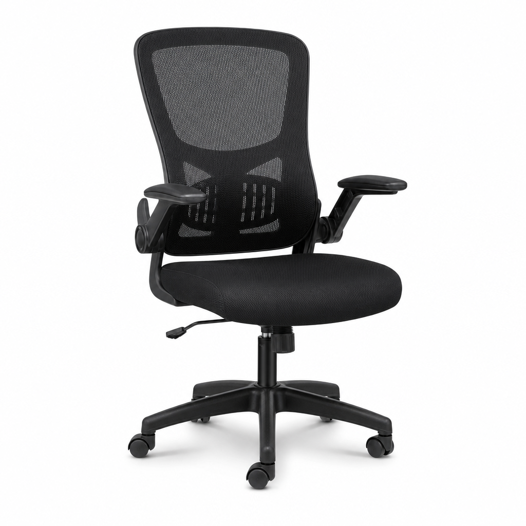 Black Mesh Office Executive Chair with Flip-Up Arms