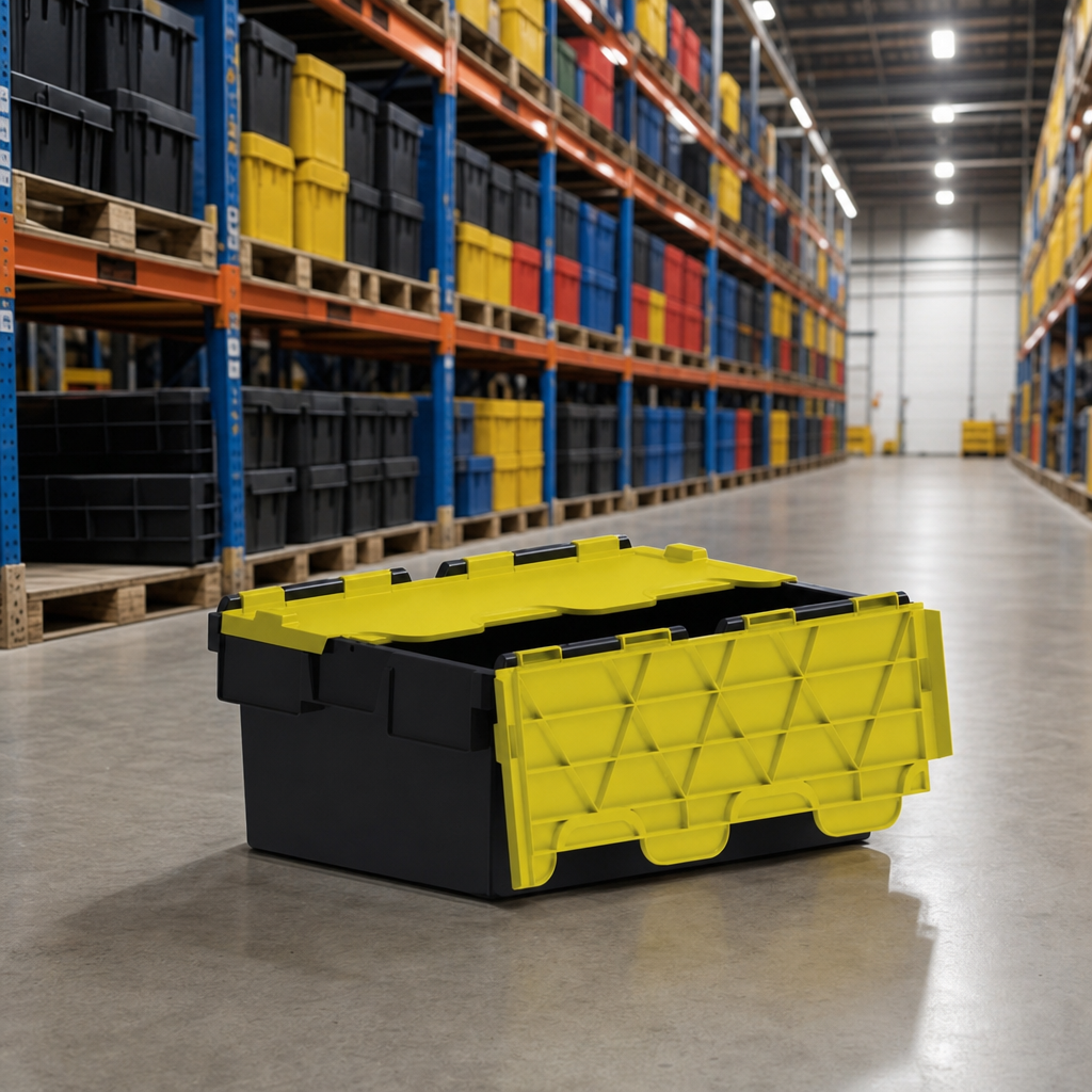 Black Plastic Storage Containers with Attached Coloured Lids