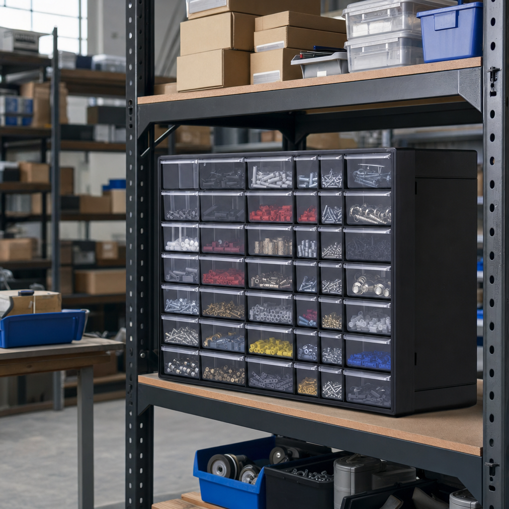 Black PVC Drawer Unit for Small Parts Storage