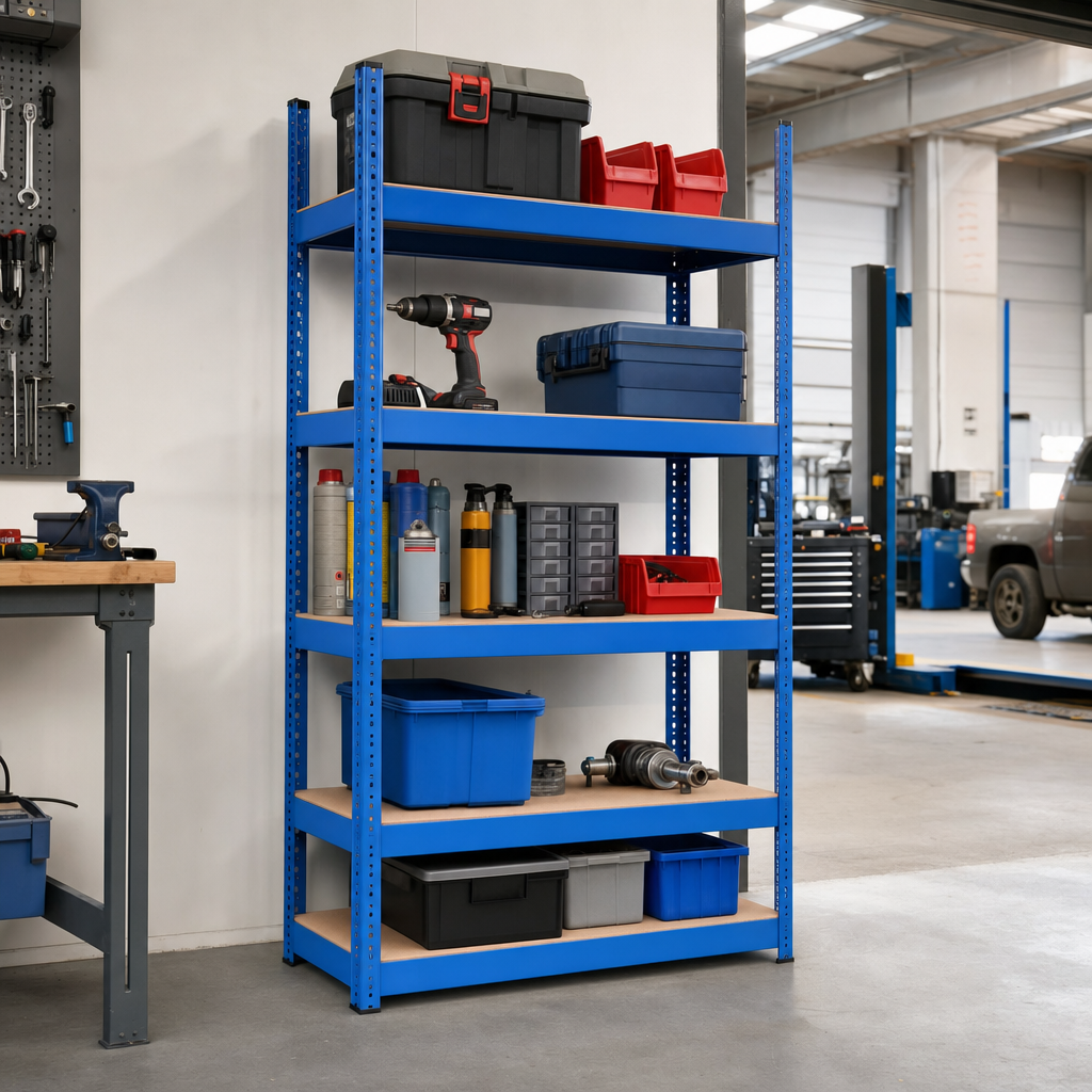 Blue Garage Shelving Unit 1720h x 900w with 5 Shelves