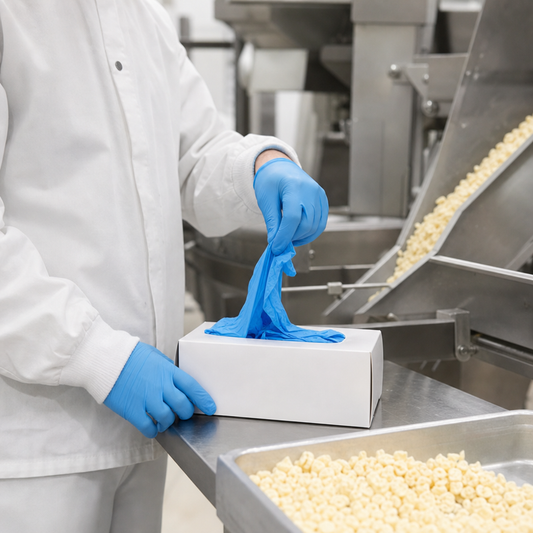 Blue Powdered Nitrile Disposable Gloves