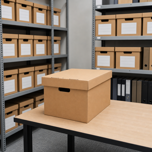 Brown Document Storage Box with Lid