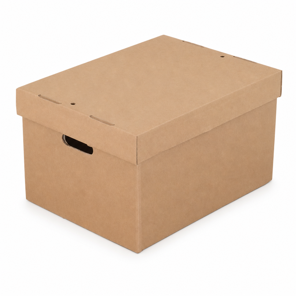 Brown Document Storage Box with Lid