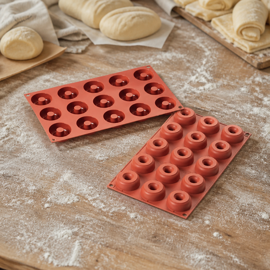 Commercial Silicone Mini Donut Mould 15 Cavity 45x18mm