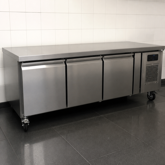 Commercial Triple Door Chef Base Counter Fridge 600L Capacity