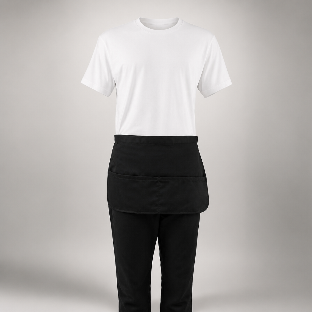 Commercial Staff Apron with Money Pocket - Black 450mm