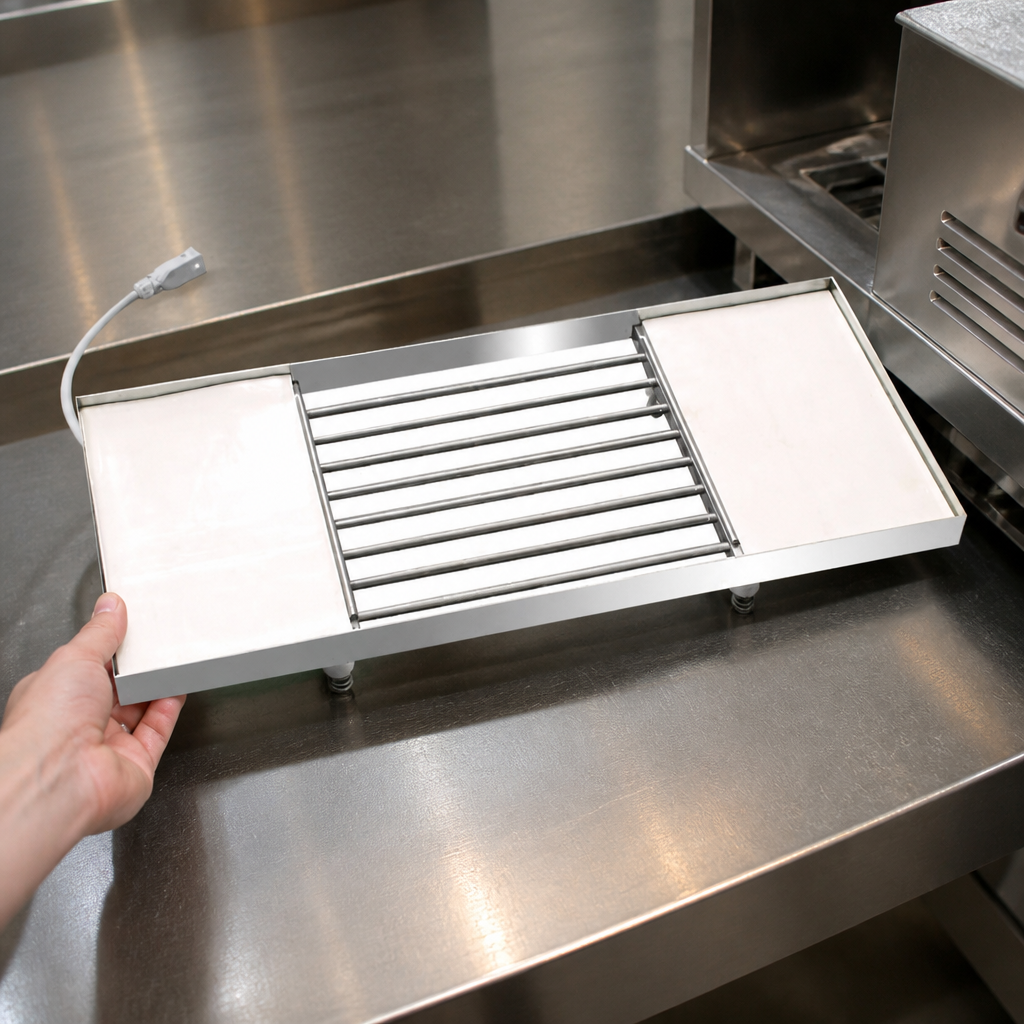 Commercial heated vibrating table for 12kg chocolate tempering