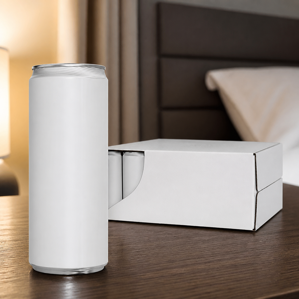 330ml still water cans in a 24 pack, eco-friendly beverage option.