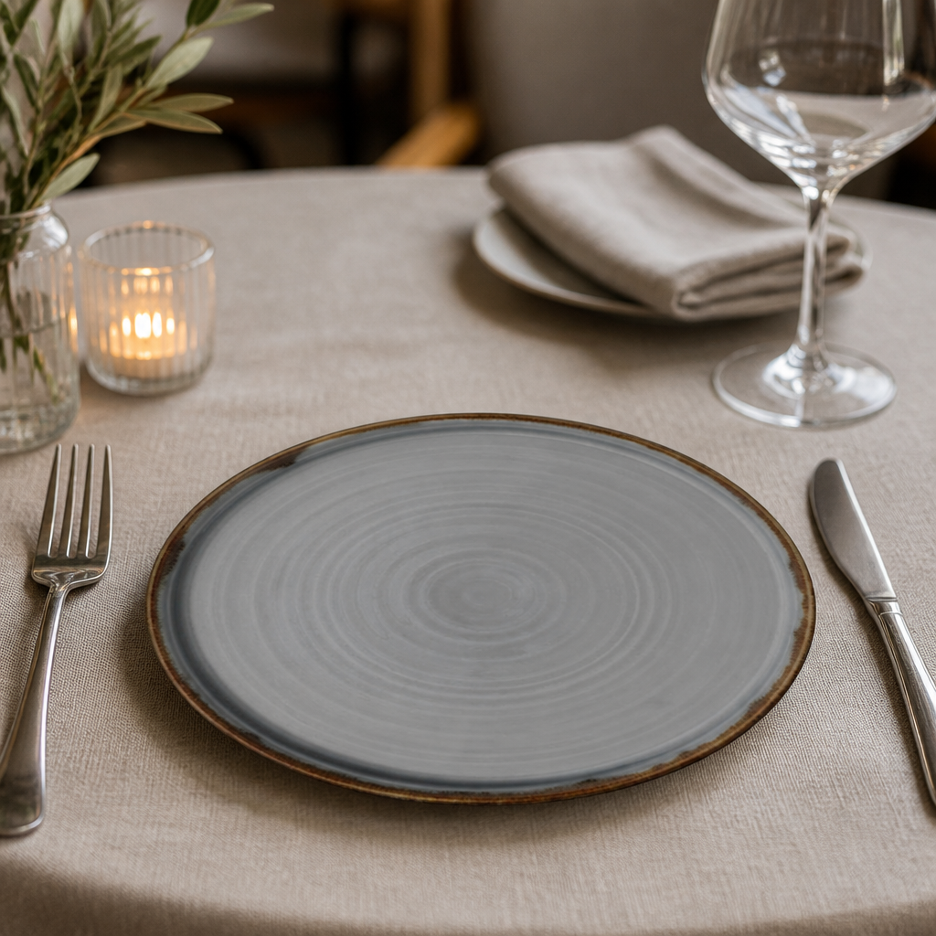 Commercial Walled Plates Grey 210mm Farm-to-Table Style 6 Pack