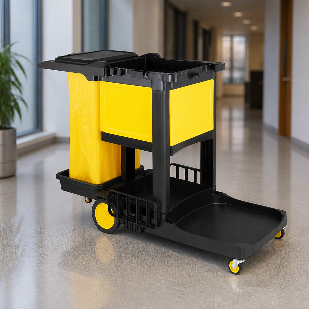 Commercial Cleaning Trolley with Lockable Cabinet 990mm Height