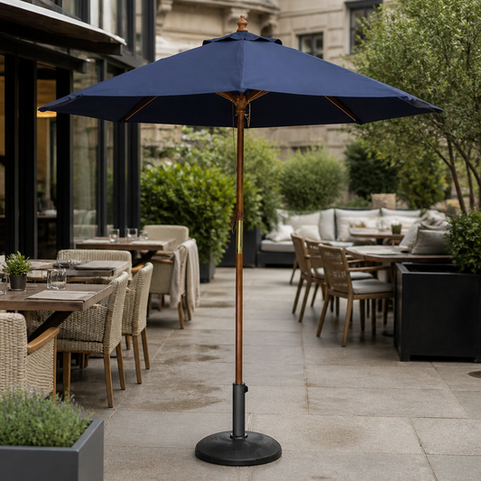 Commercial Round Parasol 2.5m Diameter Navy Blue Outdoor Shade