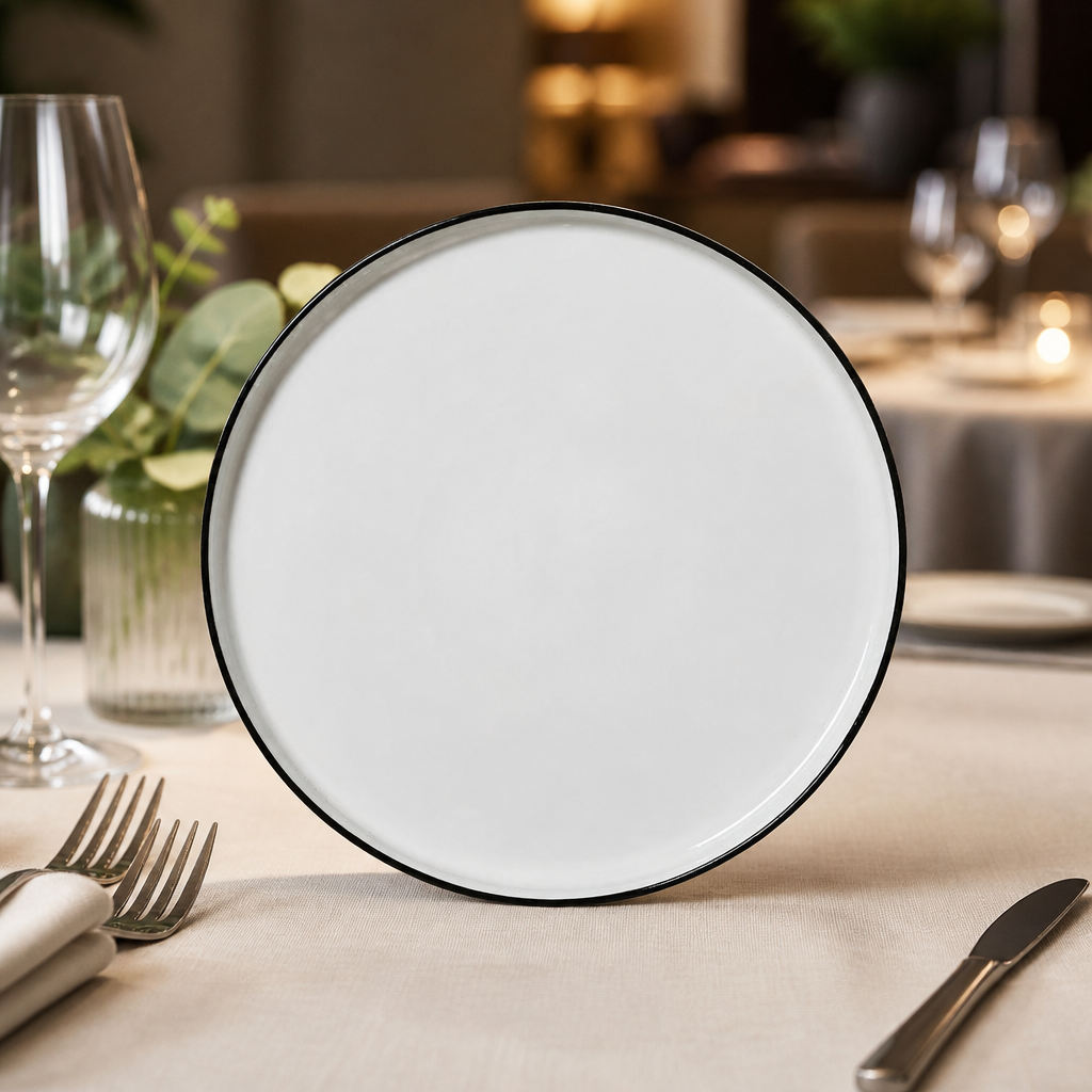 Commercial Stack Plates 255mm Rimless Design 12 Pack