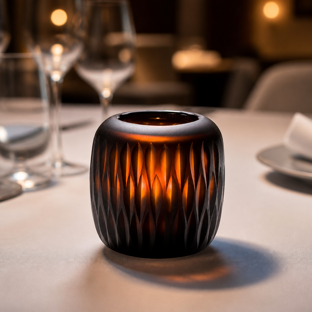 Mystic Black & Amber Glasses Votive 108 x 102mm (18 Pack)