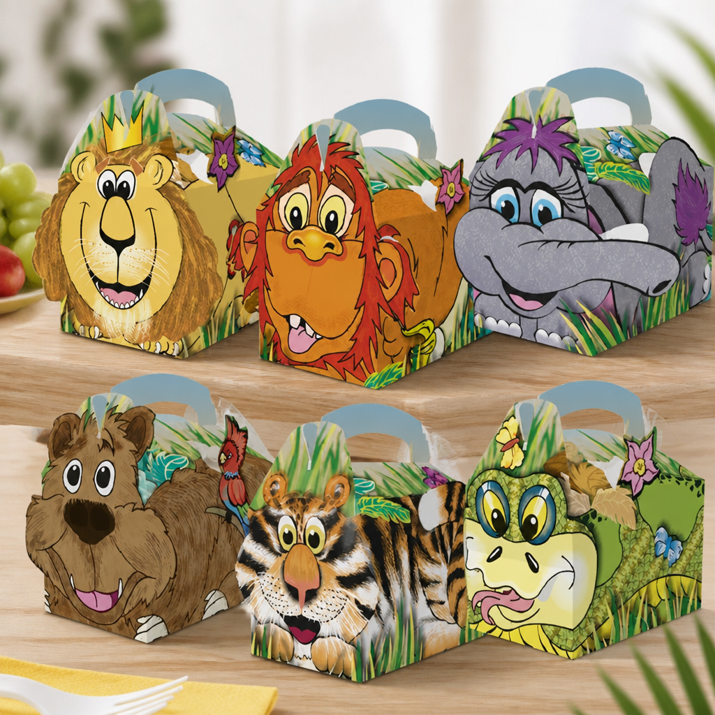 Kids Meal Boxes 250 Pack Jungle Lion Design for Parties