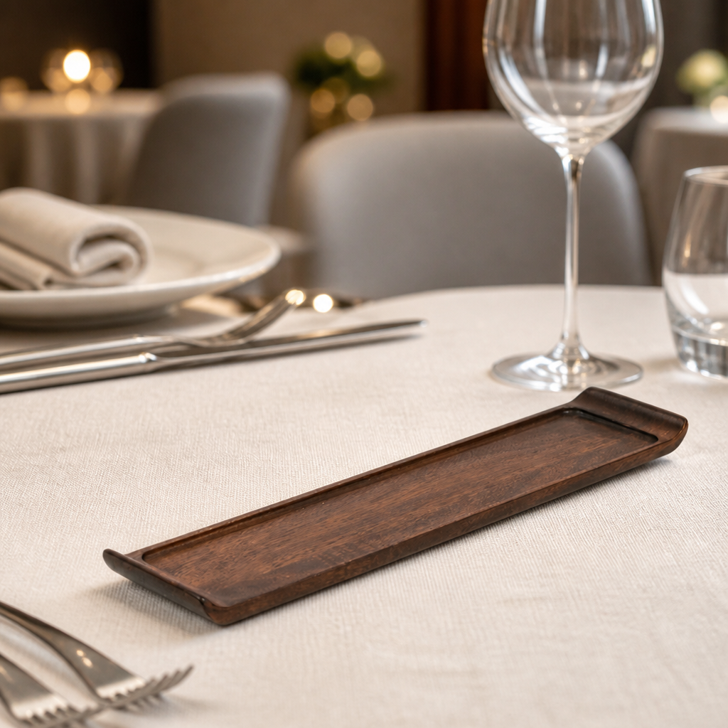 Wooden Rectangular Trays 100x460mm for catering, 4 pack